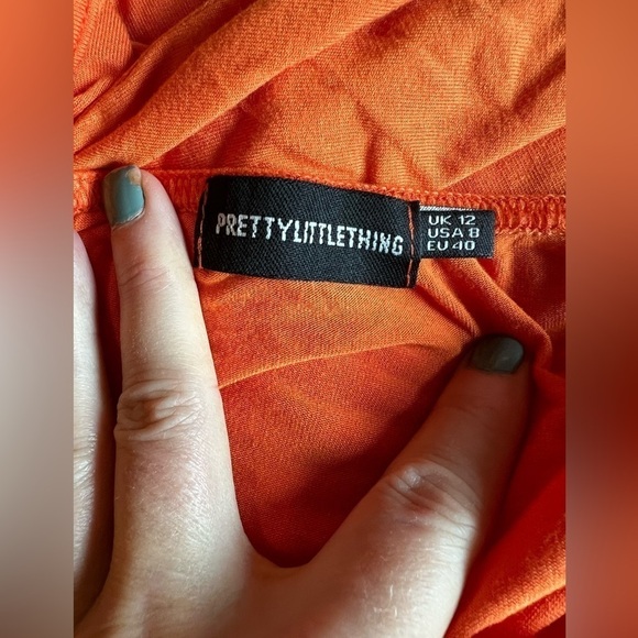 Pretty Little Thing | 90’s Neck Line‎ | Bodycon | Dreamsicle Orange | Size 8 - Picture 5 of 7